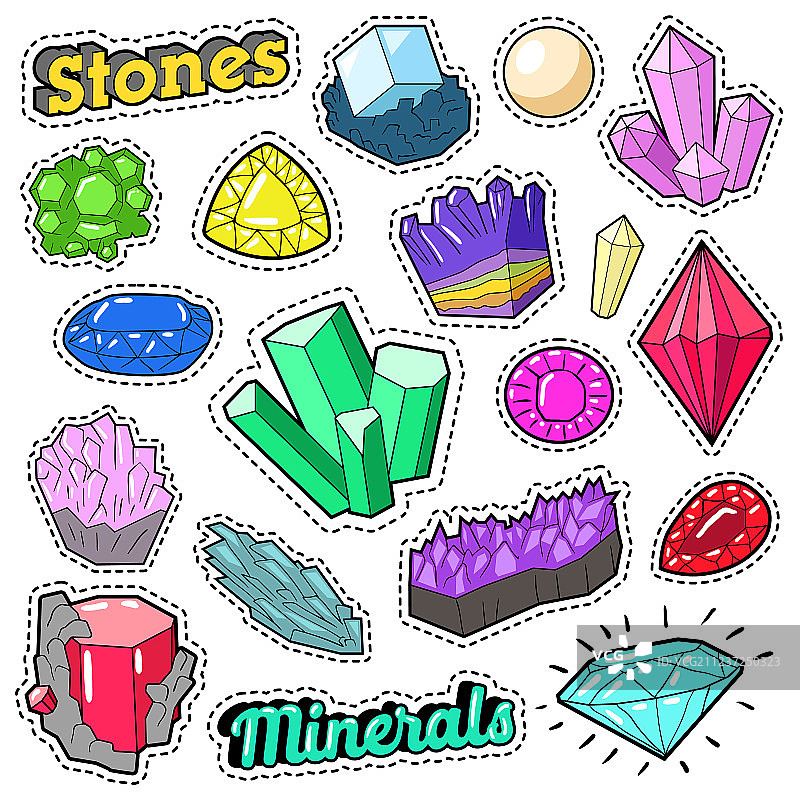 彩色宝石和矿物套装图片素材
