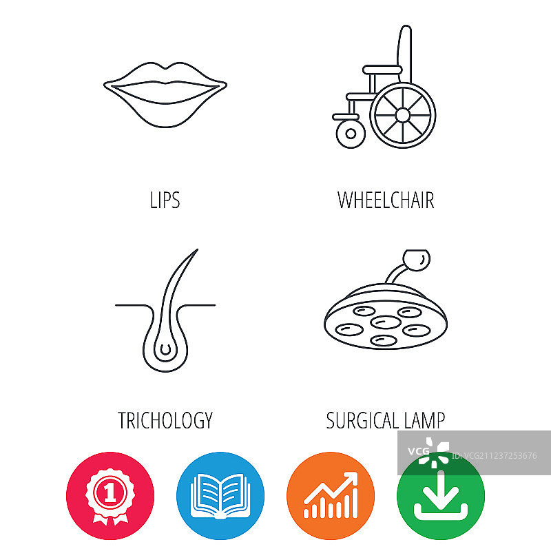毛发学手术灯和轮椅图标图片素材
