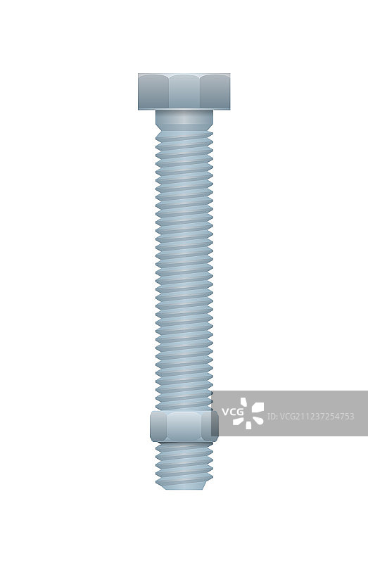 白色背景上的金属螺栓和螺母图片素材