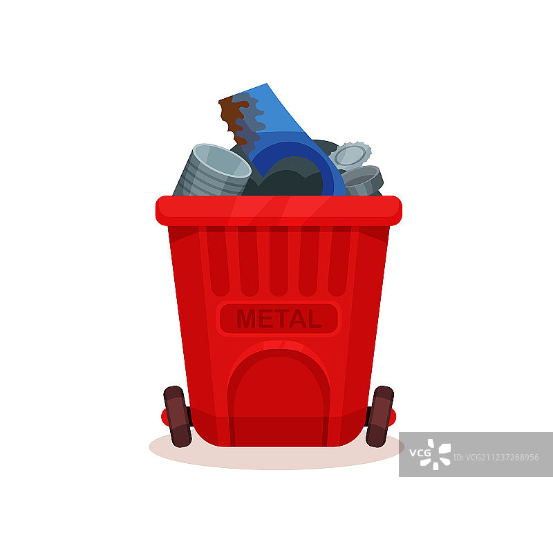 红色塑料金属废料垃圾箱图片素材