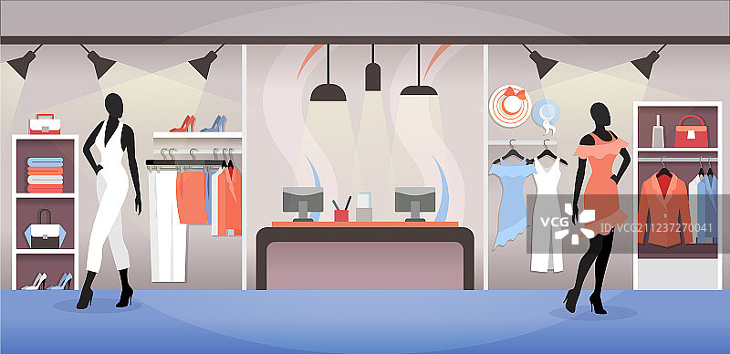 服装店内部服装和配饰图片素材