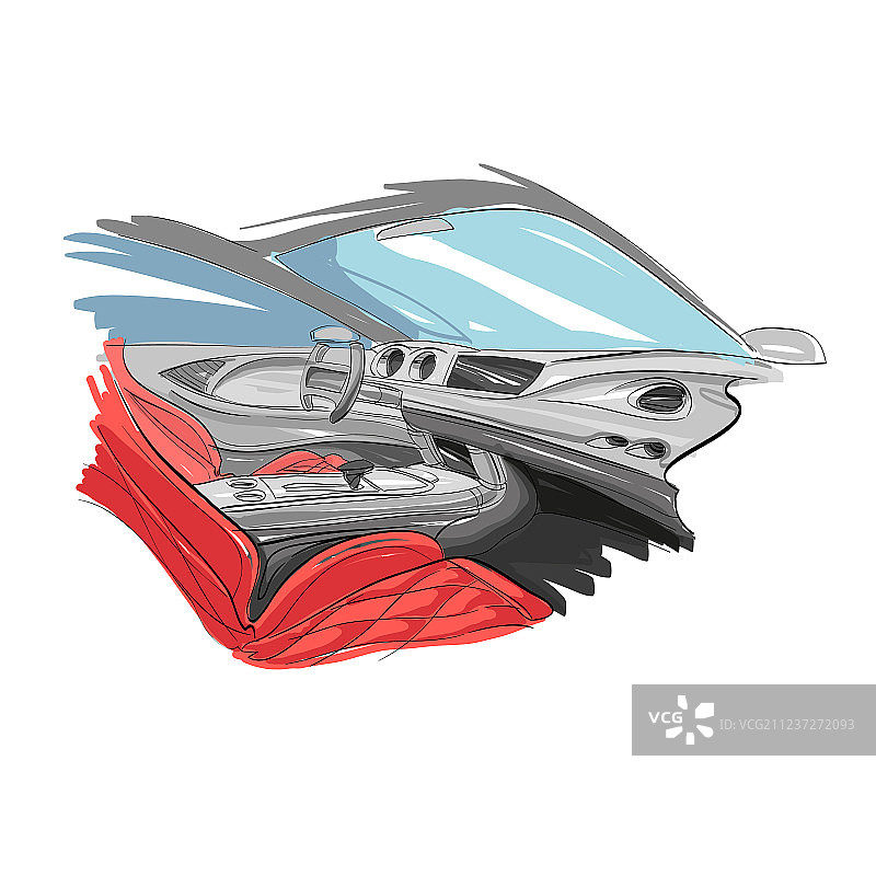 手绘汽车内饰图片素材