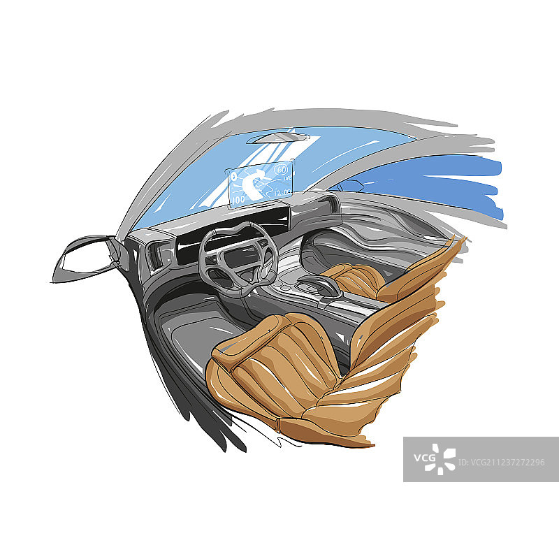 手绘汽车内饰图片素材