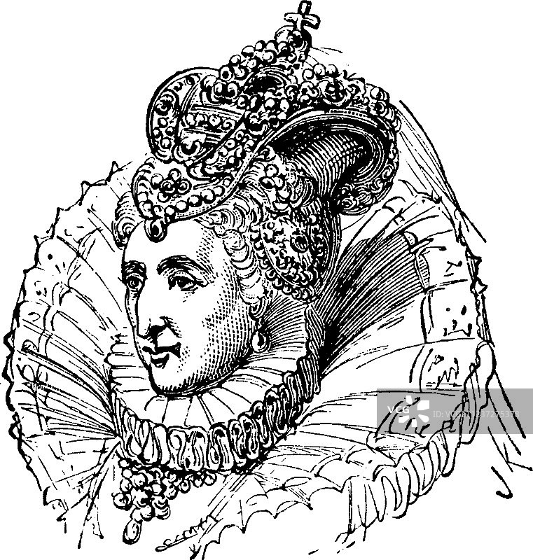 英格兰伊丽莎白一世复古画像图片素材