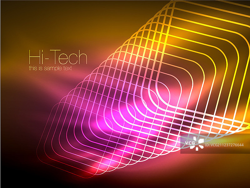 黑暗中霓虹灯发光轮廓正方形图片素材