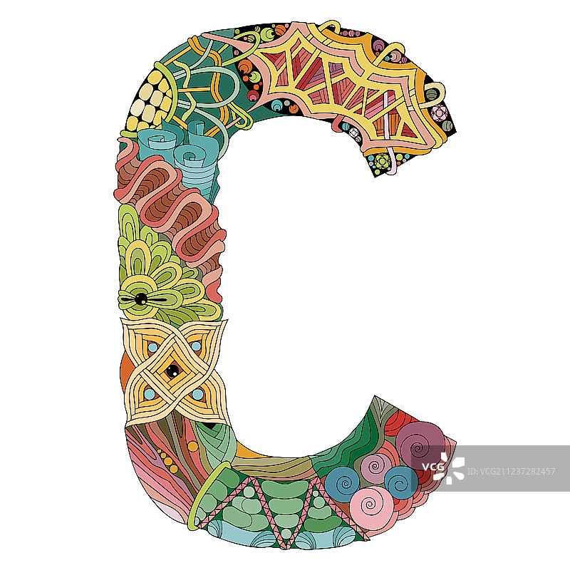 字母C禅绕画装饰物图片素材