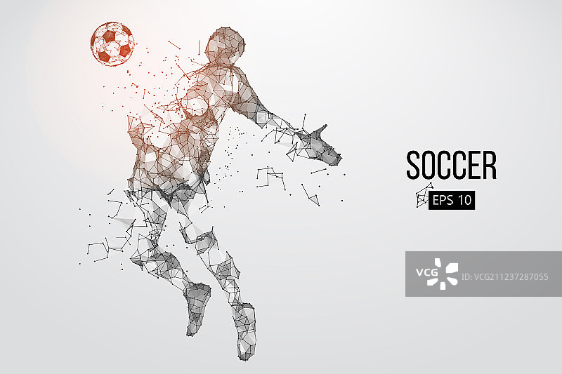 粒子组成的足球运动员剪影图片素材