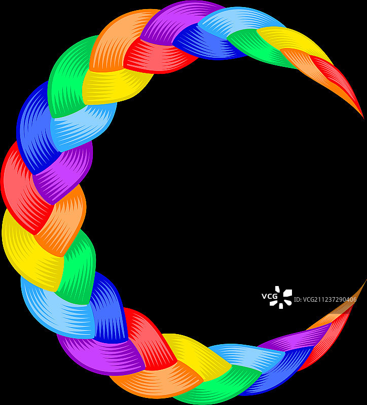 彩色双马尾彩虹月亮符号图片素材