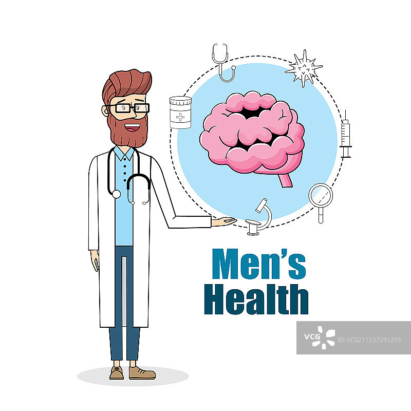 听诊器与大脑治疗药丸图片素材