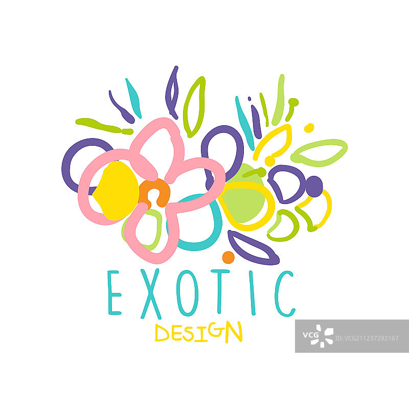 手绘异域风情花卉图案Logo图片素材
