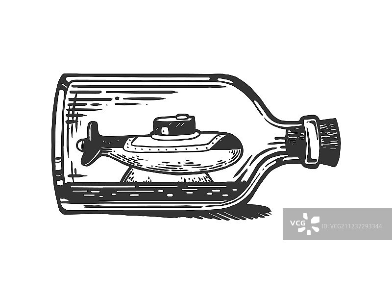 瓶中潜水艇雕刻图片素材