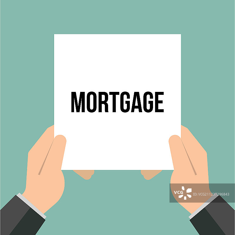 男人展示写有“抵押贷款”字样的纸图片素材