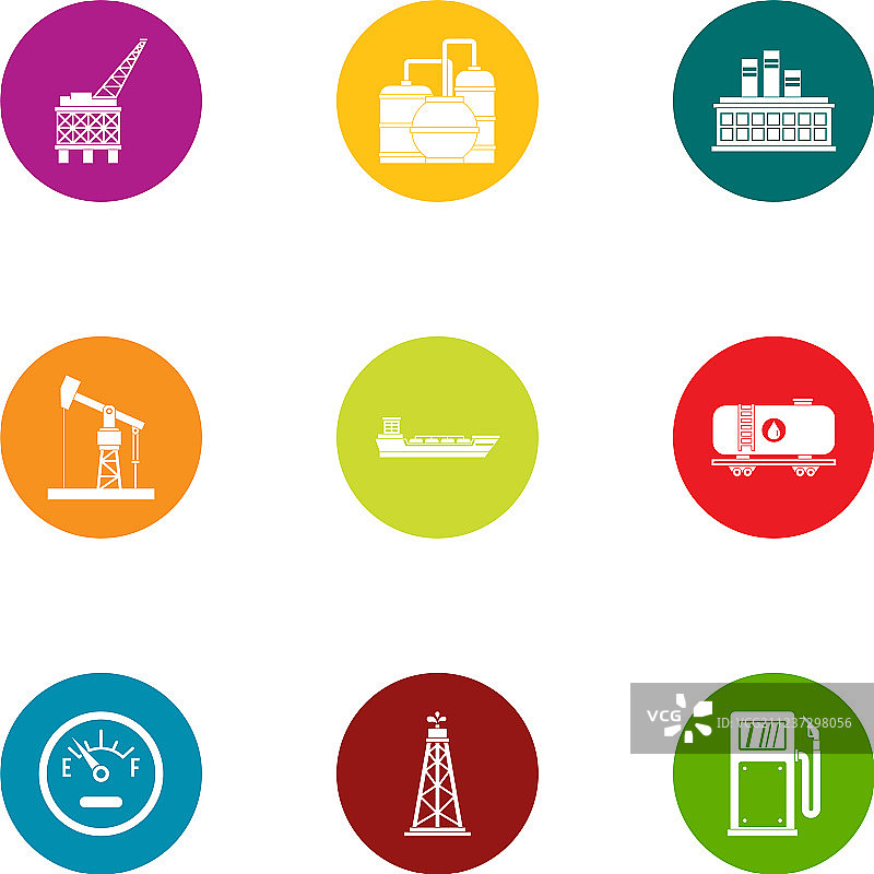 石油区域扁平风格图标集图片素材