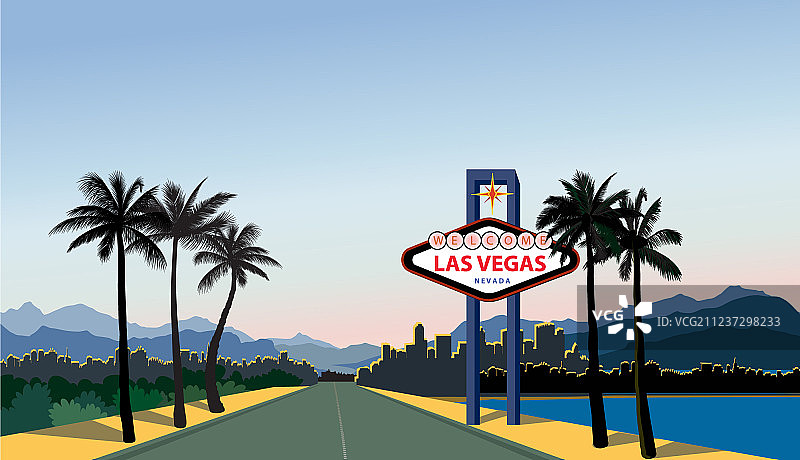 拉斯维加斯城市天际线美国旅游背景图片素材