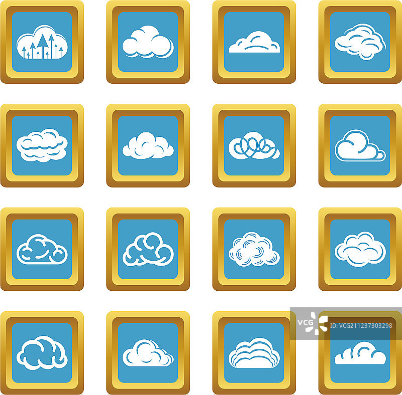 蓝宝石方形云图标集图片素材