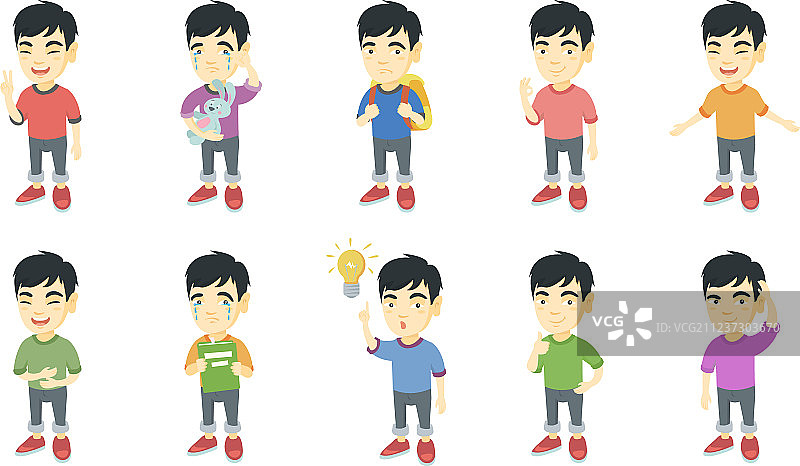 亚洲小男孩套装图片素材