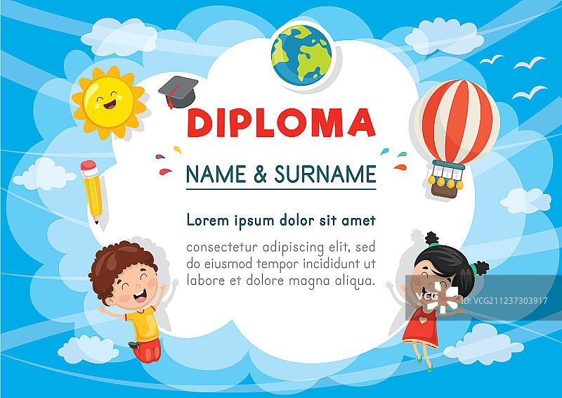 学龄前儿童毕业证书图片素材