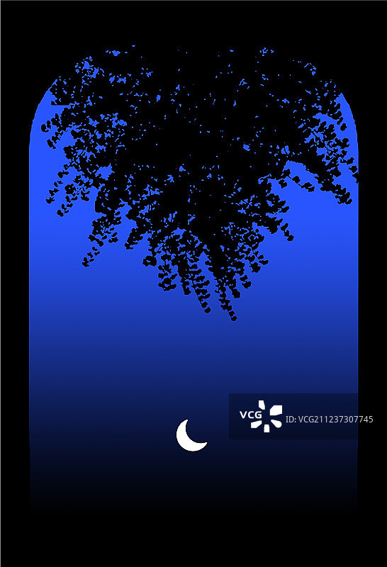 蓝色夜空中的月亮图片素材