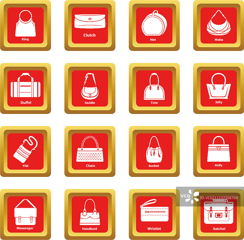 红色方块中的女人包类型图标图片素材