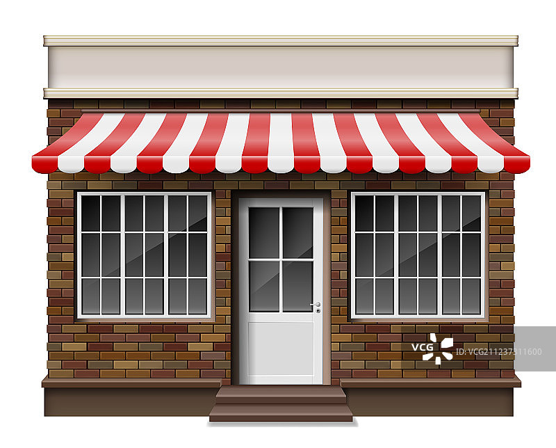 3D砖砌小商店或精品店正面图片素材