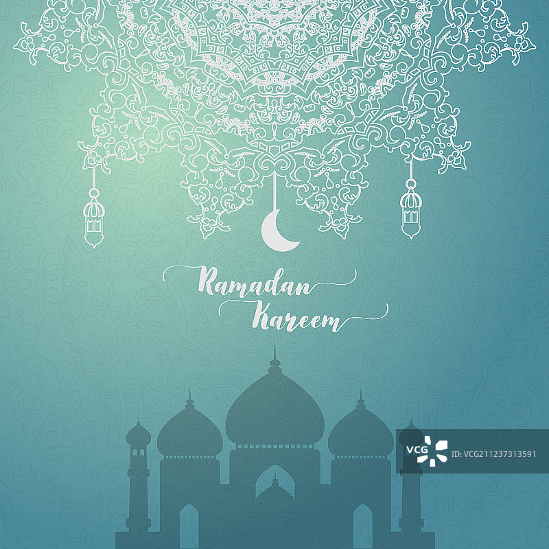 斋月节问候卡片伊斯兰风格图片素材
