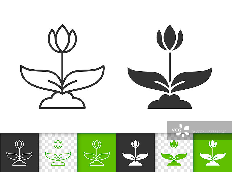 简约黑色线条花朵图标图片素材