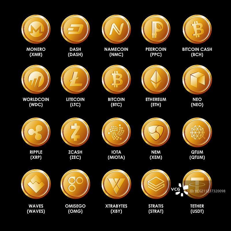 热门加密货币套装——比特币和以太坊图片素材