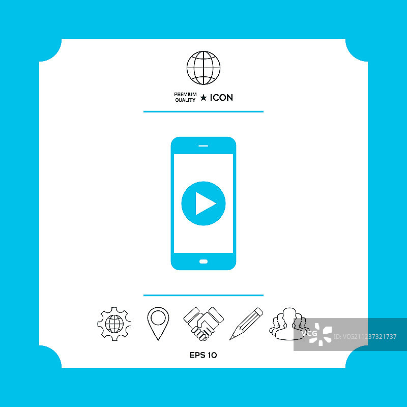 带有播放按钮图标的商务电话图片素材