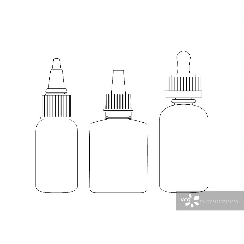 电子烟瓶细线艺术轮廓套装图片素材