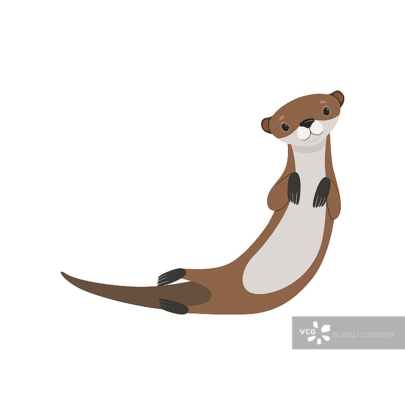 可爱的水獭动物卡通形象图片素材