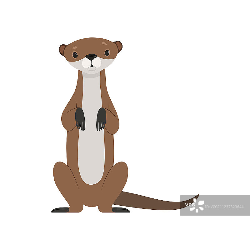 坐着的可爱滑稽动物角色水獭正面图片素材