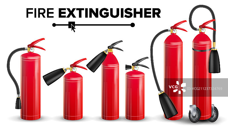 不同类型的灭火器套装图片素材