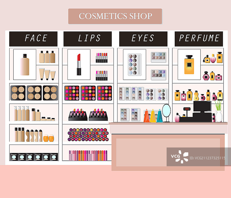 摆满商品的化妆品店内景图片素材