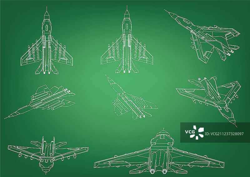 绿色背景上的战斗机图片素材