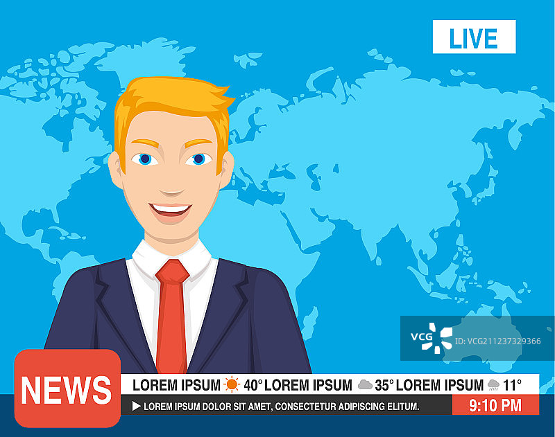 电视台记者播报工作场景图片素材