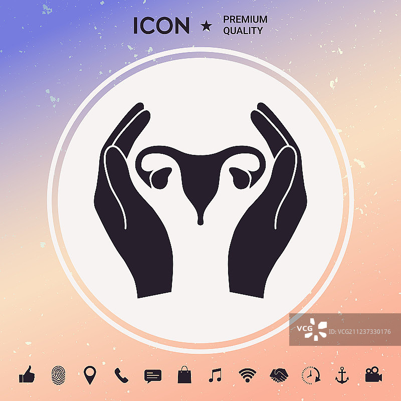 双手呵护女性子宫图标图片素材