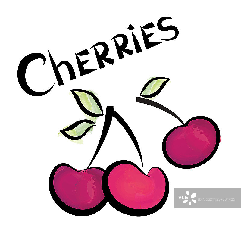 樱桃标签：新鲜农场水果标志图片素材