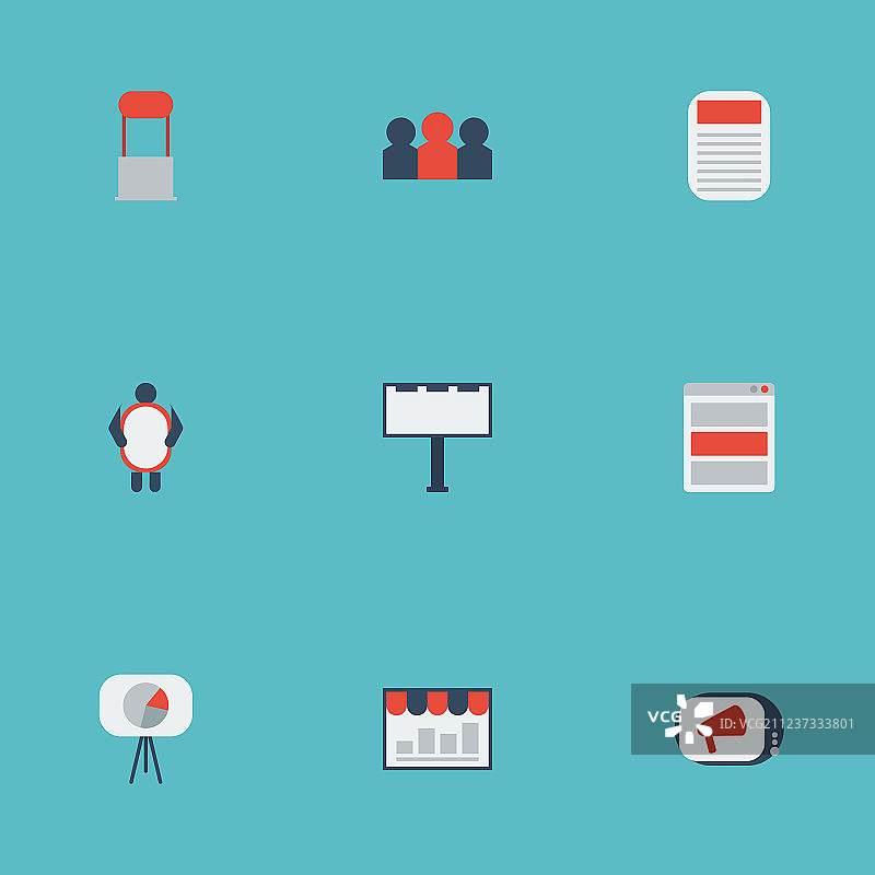 带banner标语牌的社交媒体人物扁平图标图片素材