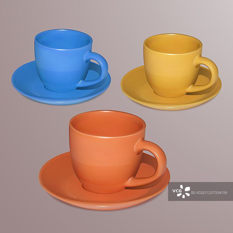 逼真明亮杯子白色背景隔离图片素材