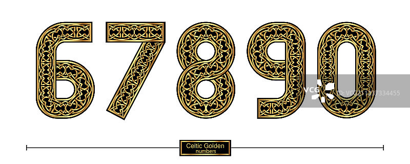 一组凯尔特金色风格数字 67890图片素材
