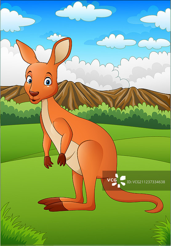 卡通袋鼠在澳大利亚内陆图片素材