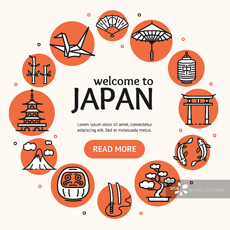 日本旅游观光概念卡圆形设计图片素材