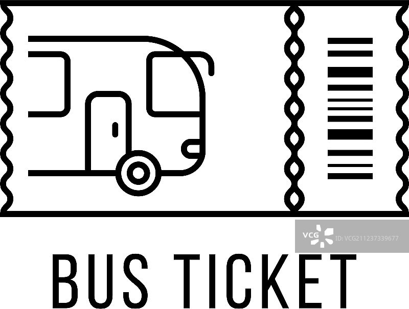 简洁黑色细线公交车票标志图片素材