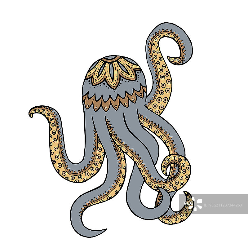 紫色章鱼缠绕图案图片素材