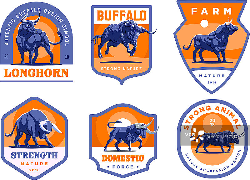 不同姿势的公牛和水牛合集图片素材