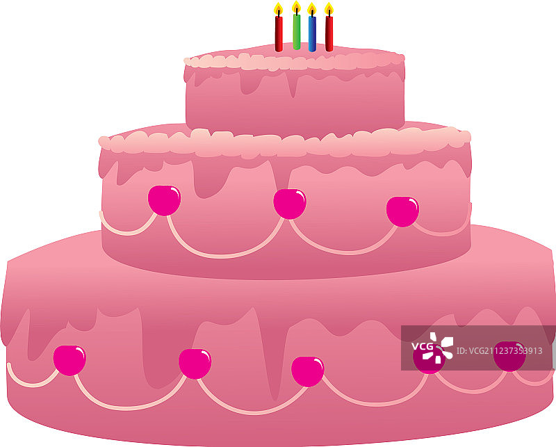 彩色剪影：生日蛋糕和蜡烛图片素材