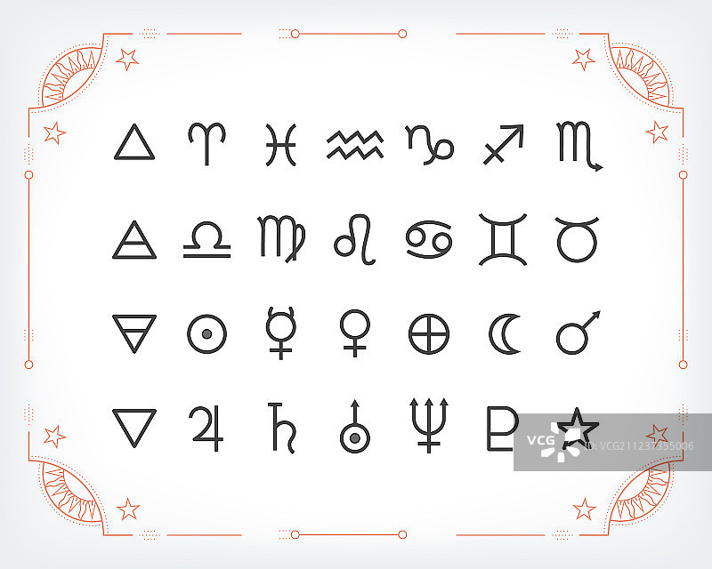 星象学符号和神秘符号集图片素材