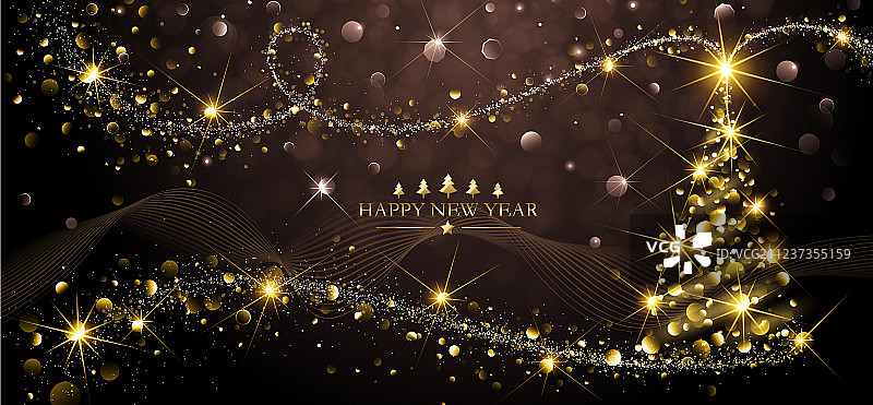 金色圣诞树贺卡图片素材