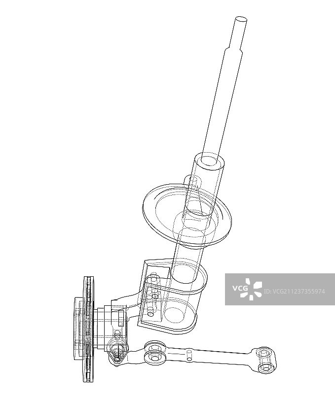 带刹车盘轮廓的汽车减震器图片素材
