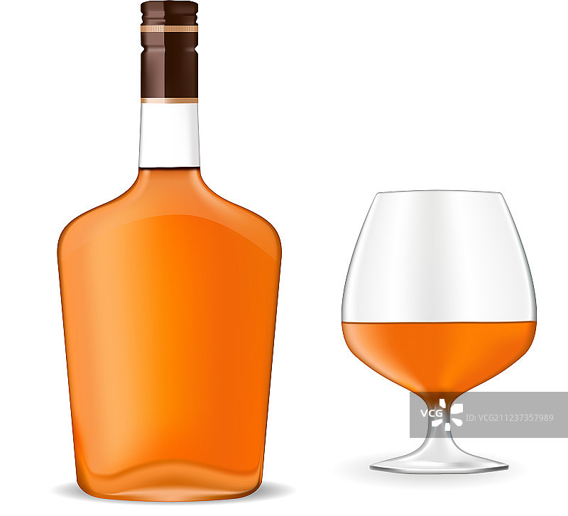 白兰地酒瓶和闻香杯图片素材